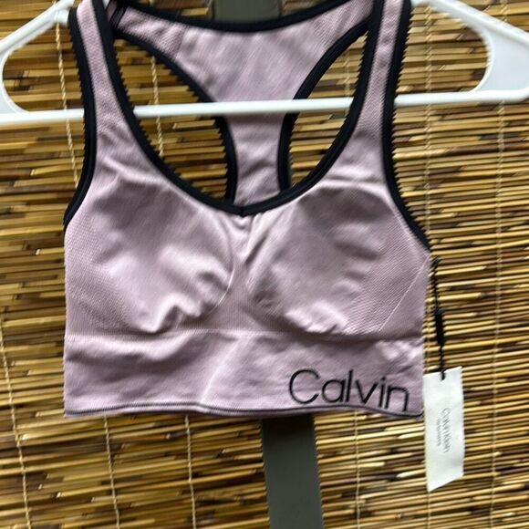 Calvin Klein Performance Intimates Purple Racerback Medium Impact Removable Cups - Picture 2 of 3